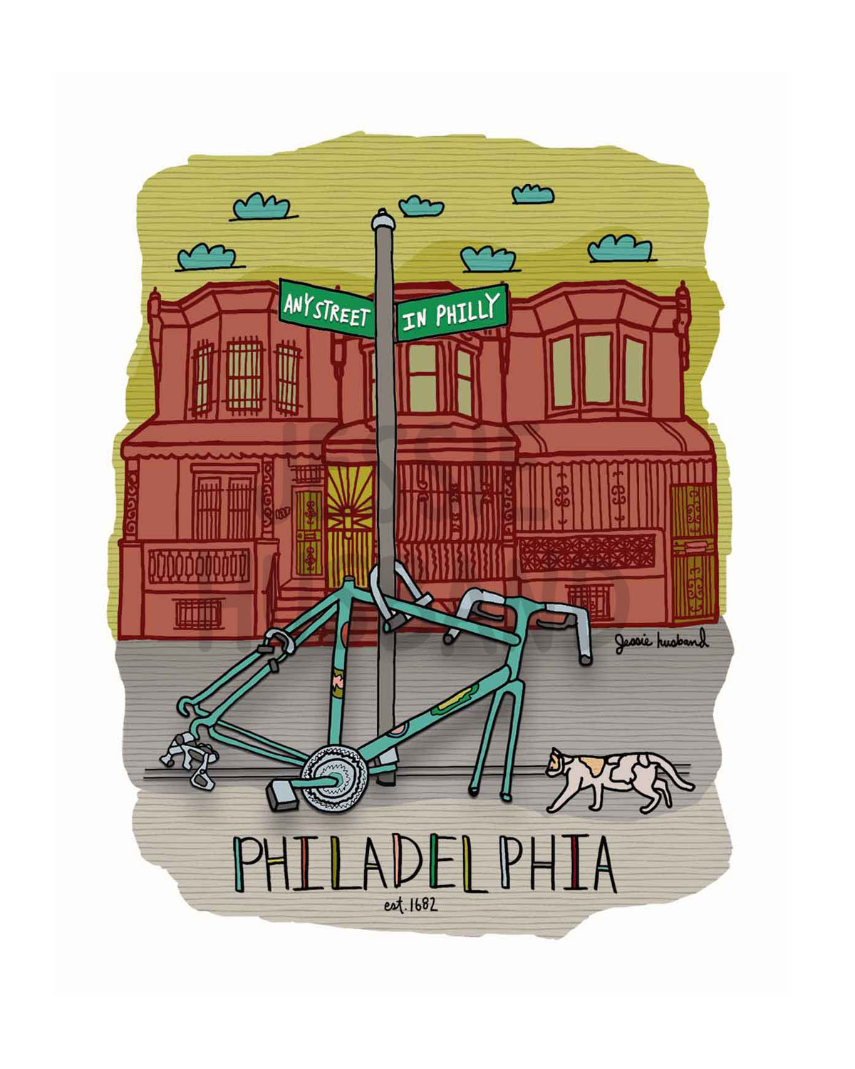Philadelphia bike parts print