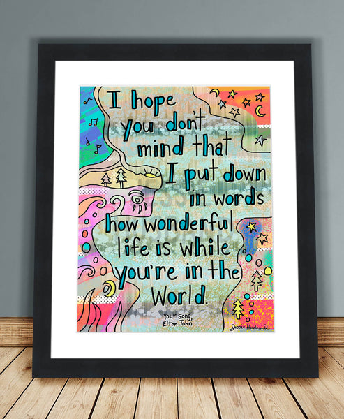 Your Song, Elton John  lyric art - Jessie husband