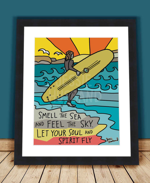 Into the Mystic lyric art, Van Morrison, surf art, beach art, gypsy soul