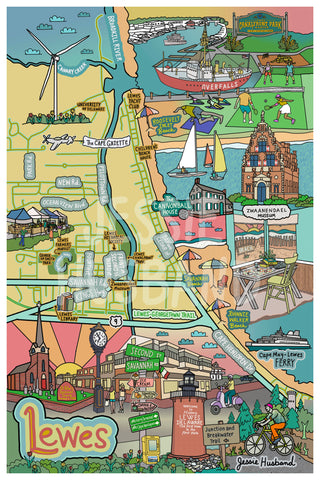 Map of Lewes, Delaware (customization and framing options available)