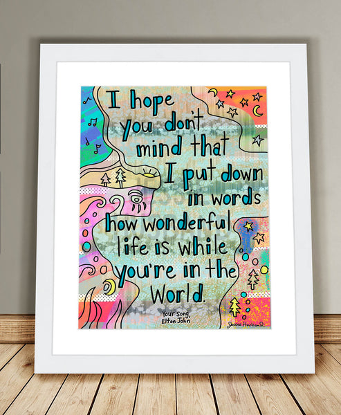 Your Song, Elton John  lyric art - Jessie husband