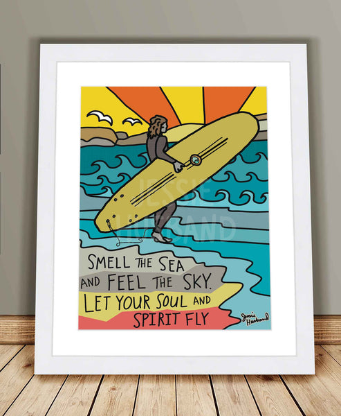 Into the Mystic lyric art, Van Morrison, surf art, beach art, gypsy soul