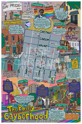 Map of the Philly Gayborhood, Philadelphia, Map Art, Philly, Pennsylvania (customization and framing options)