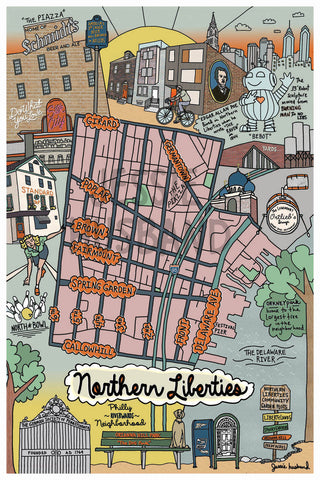 Map of Northern Liberties, Philadelphia (customization and framing options available)