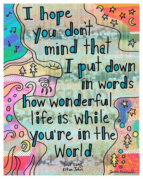 Your Song, Elton John  lyric art - Jessie husband