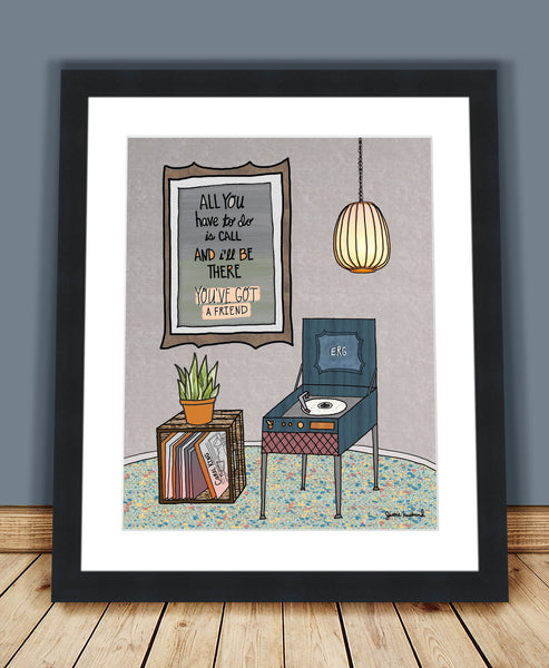 Custom & Personalized Song Lyric Art, record player, plant, lamp (framing options available) - Jessie husband