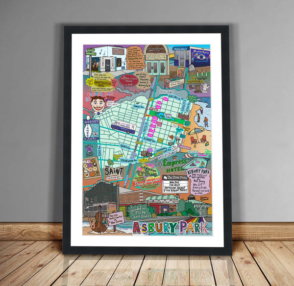 Map of Asbury Park, New Jersey (customization and framing options available)