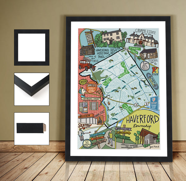 Map of Haverford Township, Pennsylvania (customization and framing options available) - Jessie husband