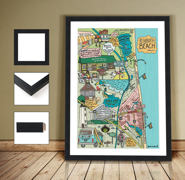 Map of Rehoboth Beach, Delaware (customization and framing options available) - Jessie husband