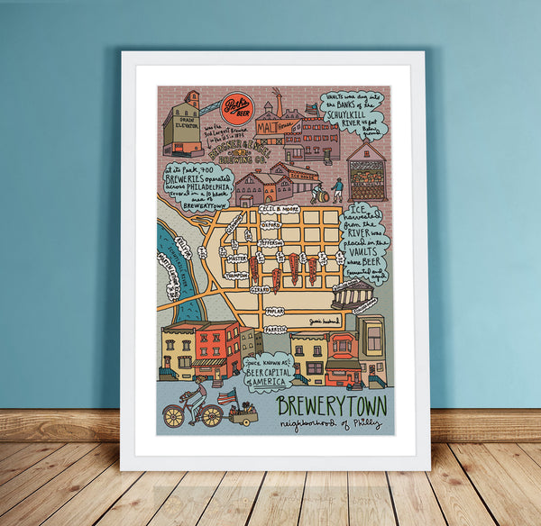 Map of Brewerytown, Philadelphia (customization and framing options available) - Jessie husband