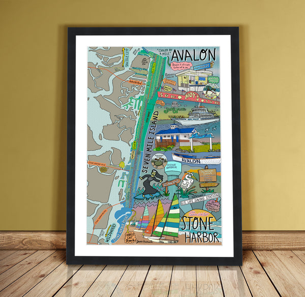 Avalon and Stone Harbor, New Jersey (customization and framing options available) - Jessie husband