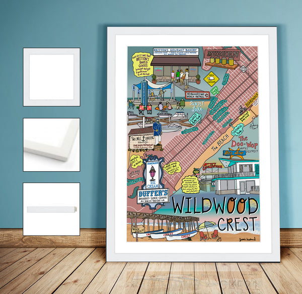 Map of Wildwood Crest, New Jersey (customization and framing options available) - Jessie husband