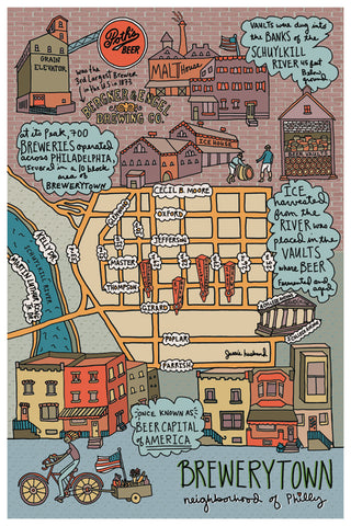 Map of Brewerytown, Philadelphia (customization and framing options available) - Jessie husband