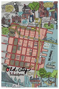 Map of Old City, Philadelphia (customization and framing options available) - Jessie husband