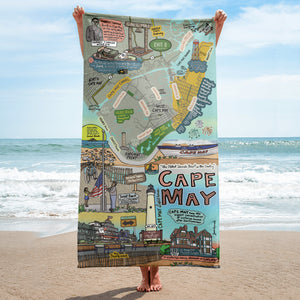 Map of Cape May, NJ Beach Towel - Jessie husband