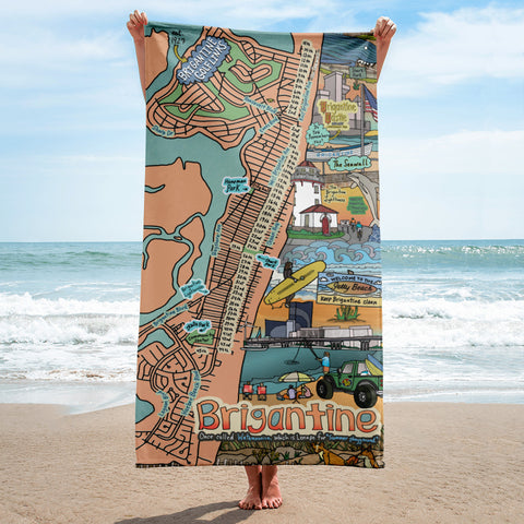 Map of Brigantine, NJ Beach Towel