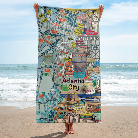 Map of Atlantic City, Ventnor City Beach Towel