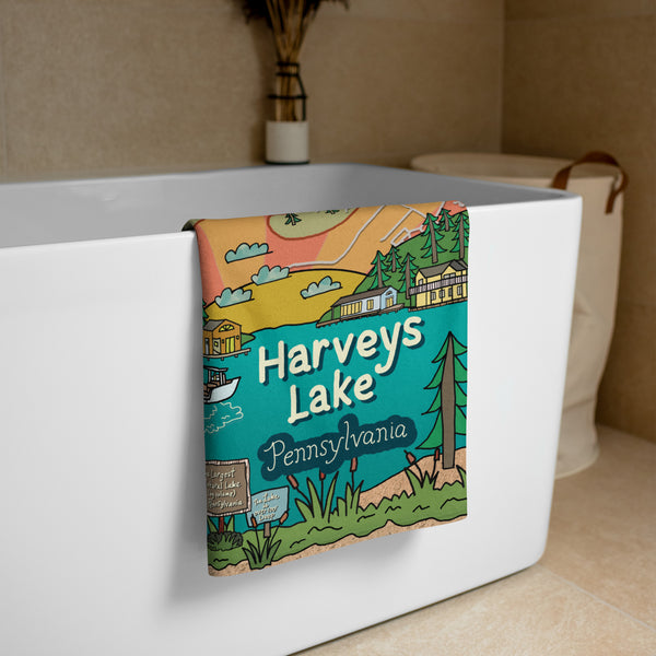 Map of Harveys Lake, PA Lake/Beach Towel